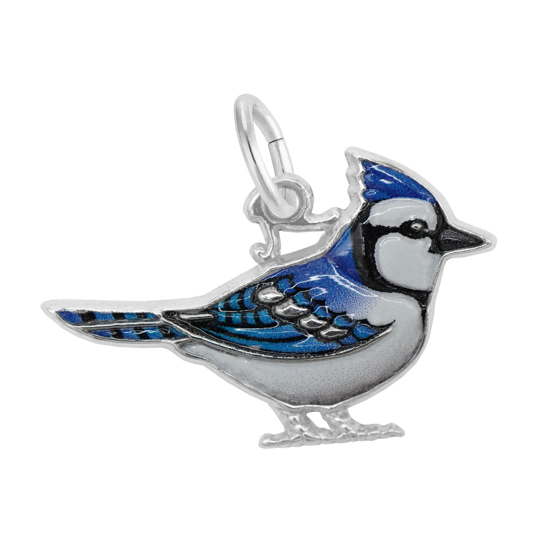 Rembrandt Sterling silver Painted blue-Jay Charm.