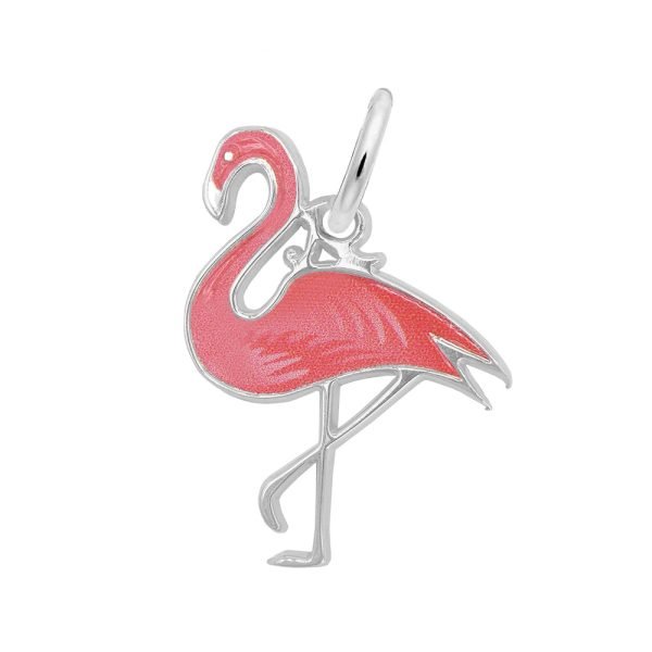 Rembrandt Sterling Silver Painted Flamingo Charm