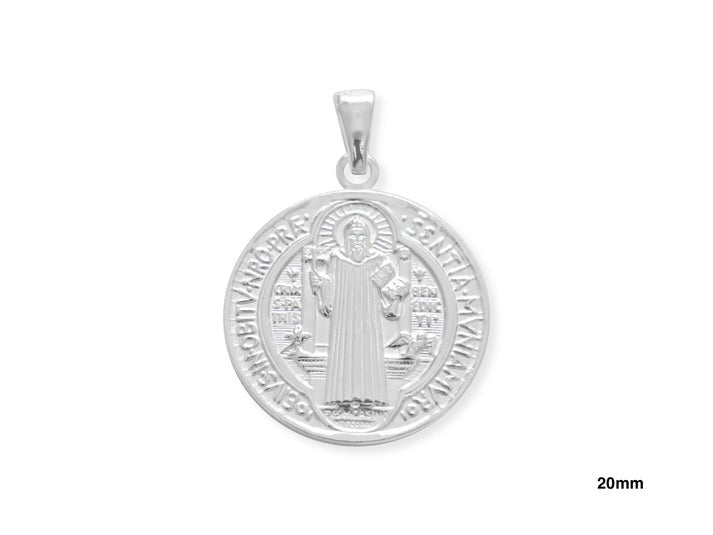 Sterling Silver 20mm Saint Benedict Pendant.