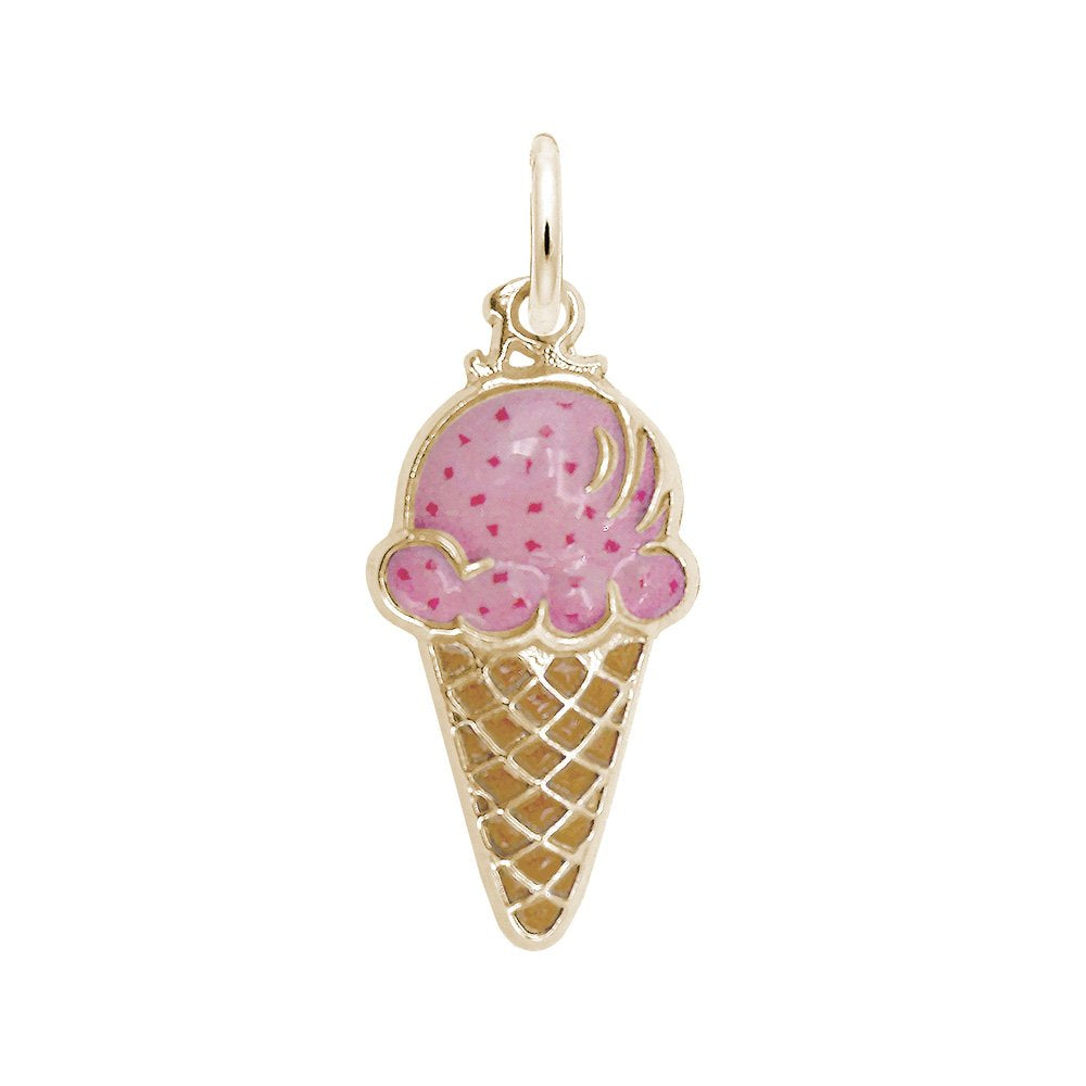 Rembrandt Sterling Silver Painted Ice Cream Cone Charm.