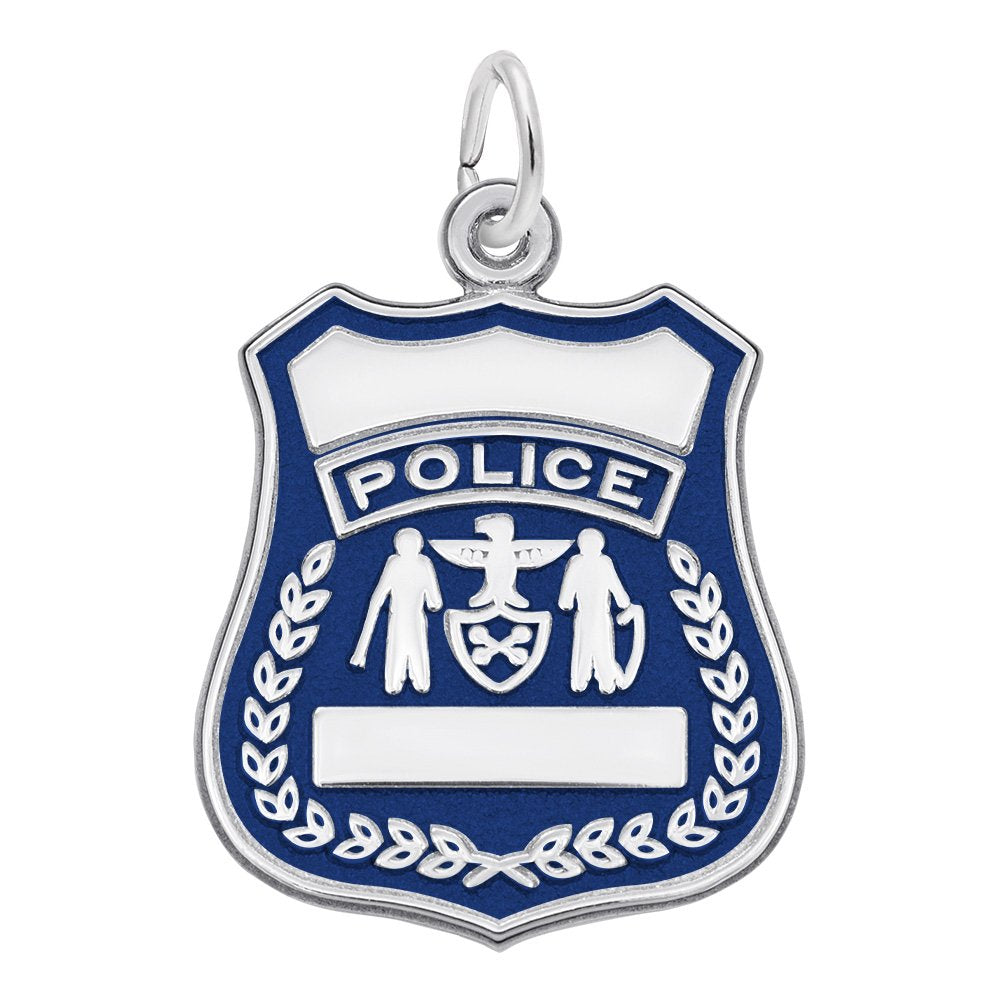 Rembrandt Sterling Silver Painted Police Badge Charm.