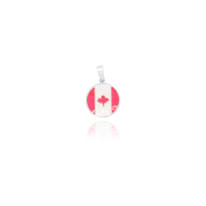 Graziella Sterling Silver Enamel Canadian Flag Pendant