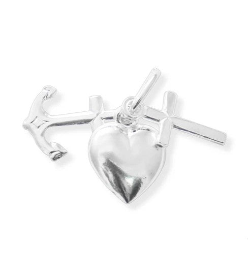 Graziella Sterling Silver 13mm Faith, Hope &amp; Love Pendant