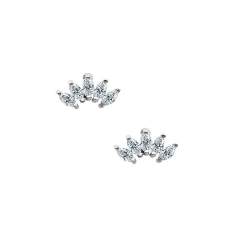 Graziella Sterling Silver Marquise Halves Stud Earrings