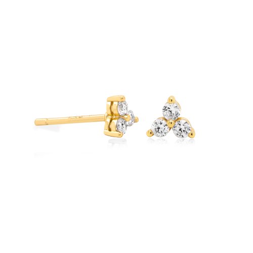 Sterling Silver CZ Cluster Prong Stud Earrings.