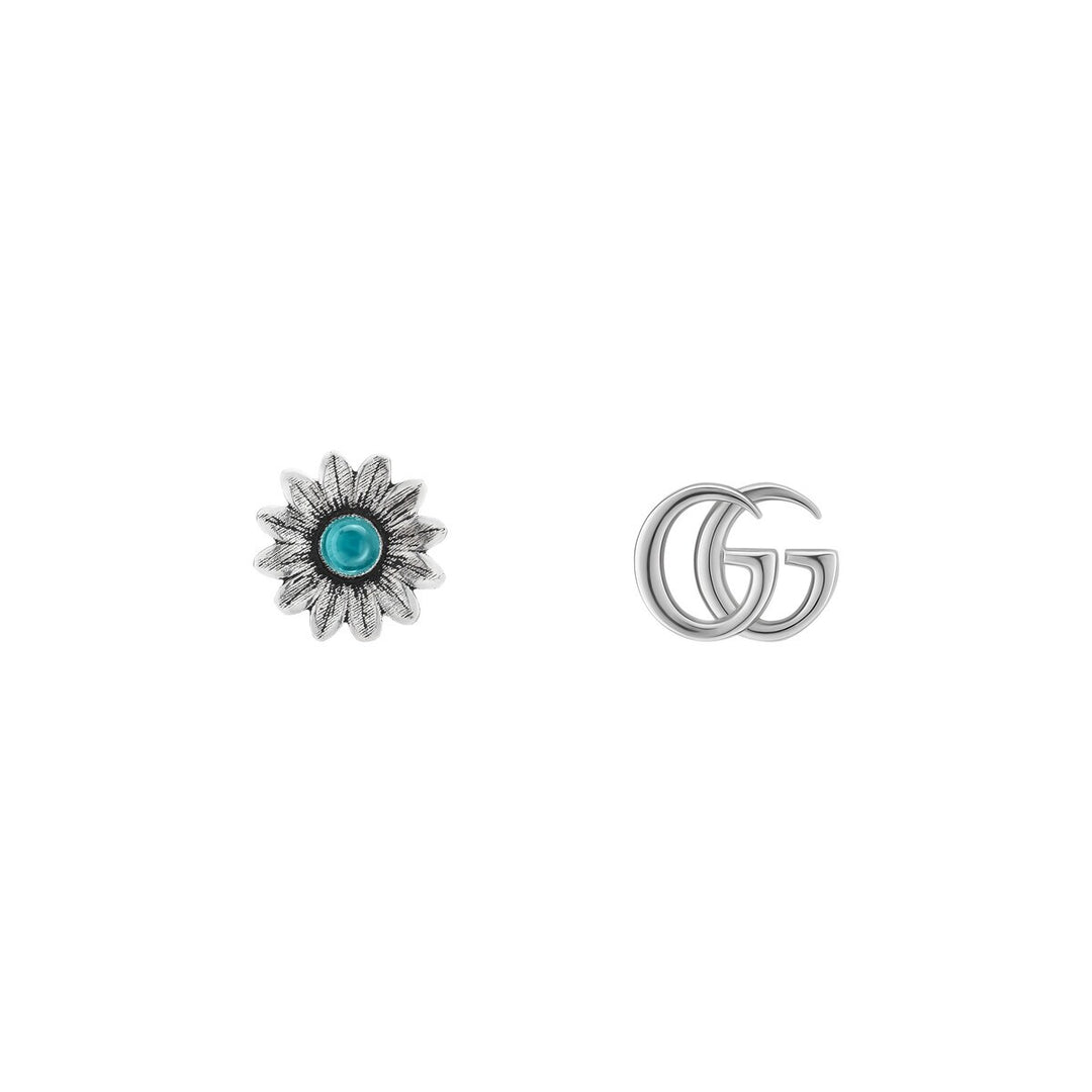Gucci Sterling Silver Double G flower stud Earrings