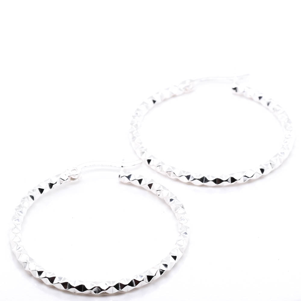 Sterling Silver 50MM Twisted Hoop Earrings.