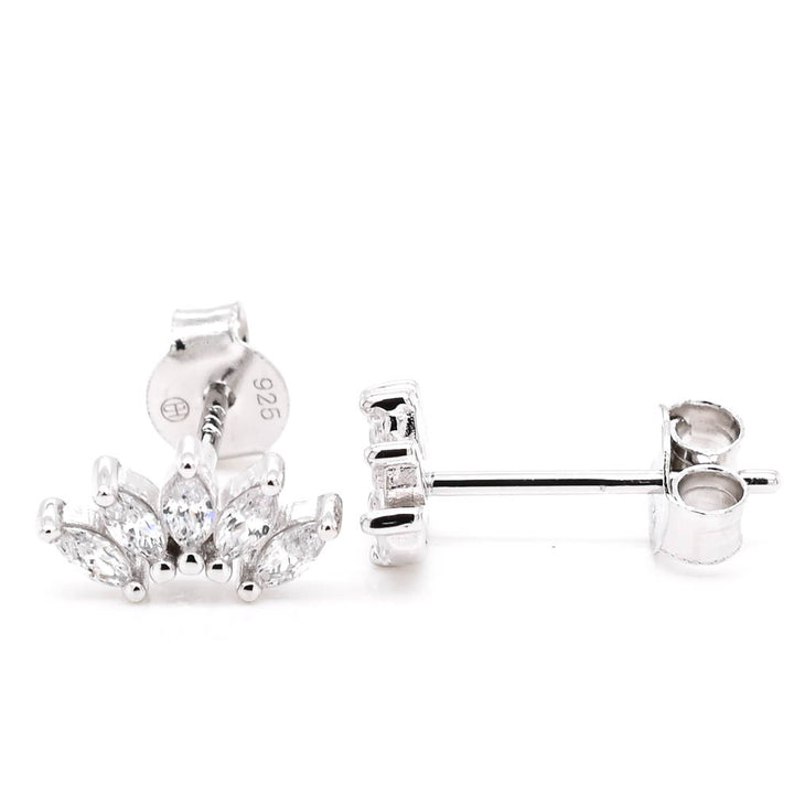 Graziella Sterling Silver Marquise Halves Stud Earrings
