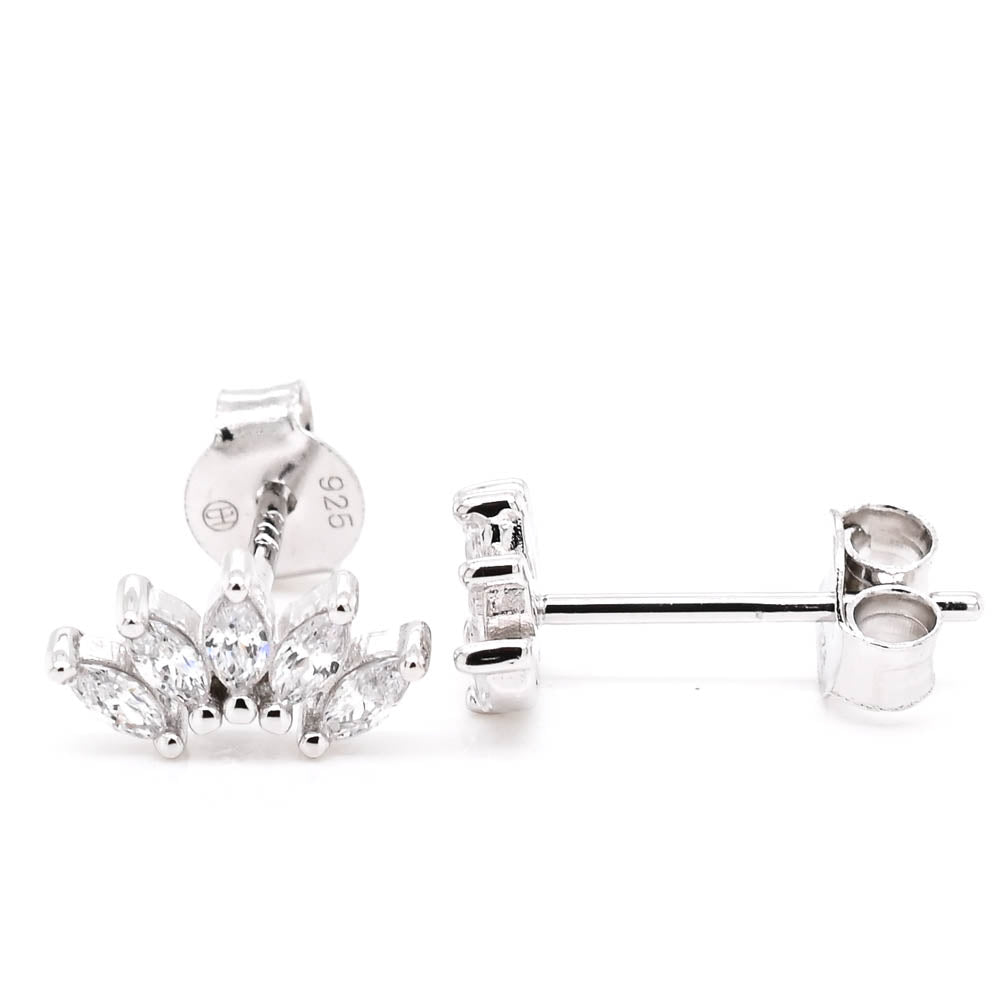 Graziella Sterling Silver Marquise Halves Stud Earrings