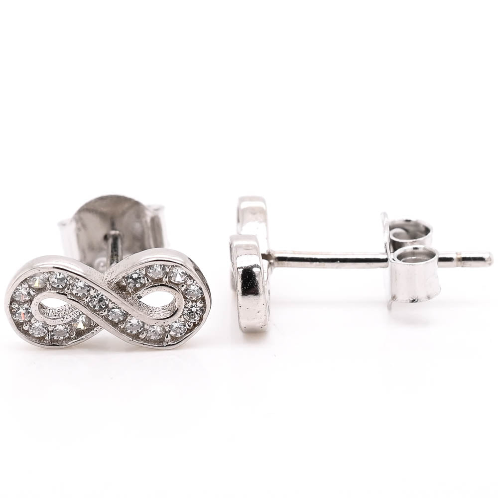 Sterling Silver C.Z Infinity Stud Earrings.