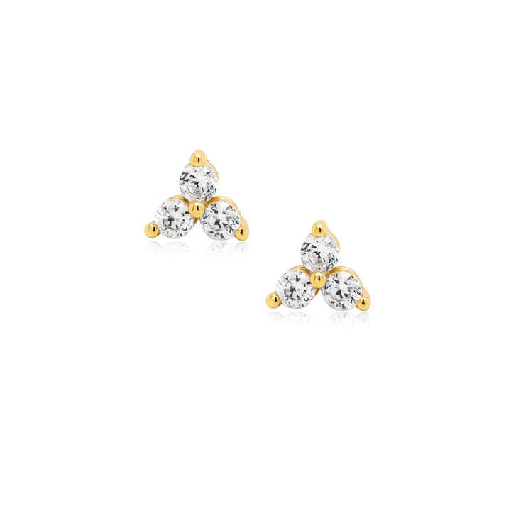 Sterling Silver CZ Cluster Prong Stud Earrings.