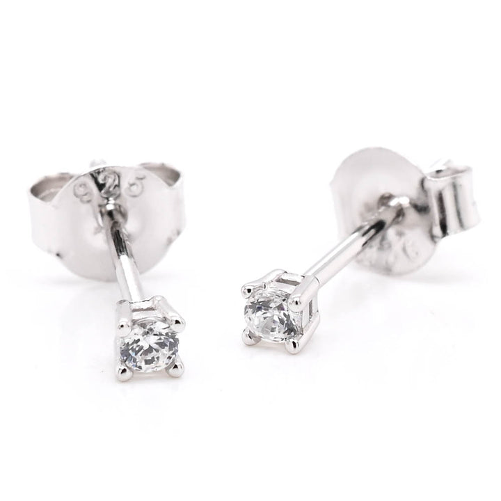 Graziella Sterling Silver 2.5mm Round Cubic Zirconia Stud Earrings