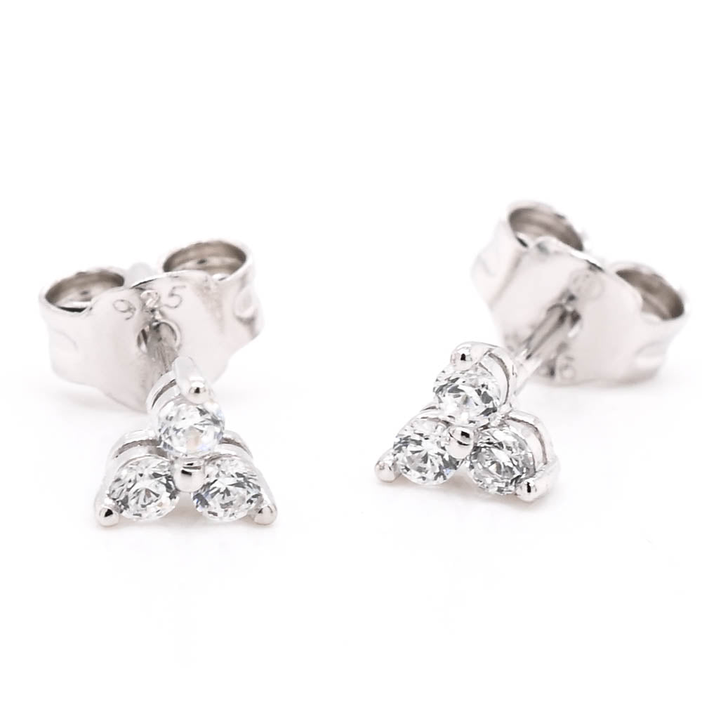 Graziella Sterling Silver C.Z Cluster Set Stud Earrings.