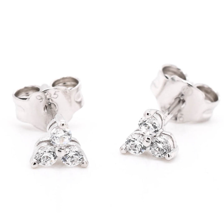 Graziella Sterling Silver C.Z Cluster Set Stud Earrings.