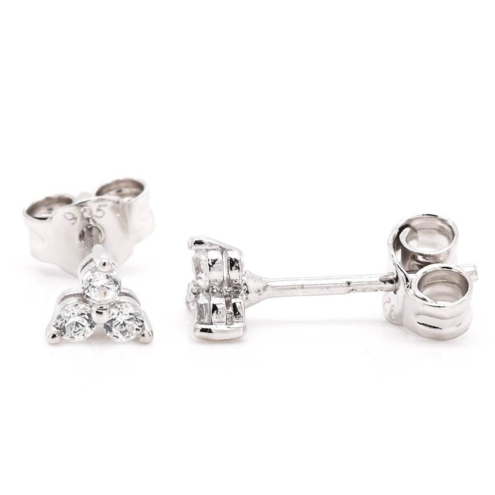 Graziella Sterling Silver C.Z Cluster Set Stud Earrings.