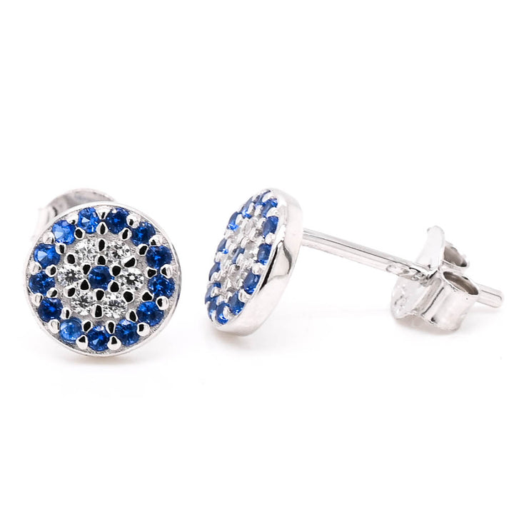 Graziella Sterling Silver C.Z Evil Eye Stud Earrings.