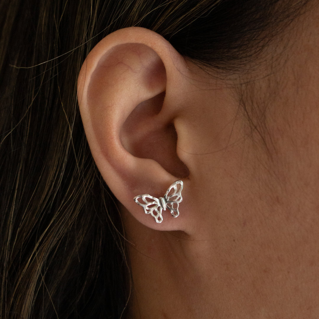 Graziella Sterling Silver Butterfly Stud Earrings.