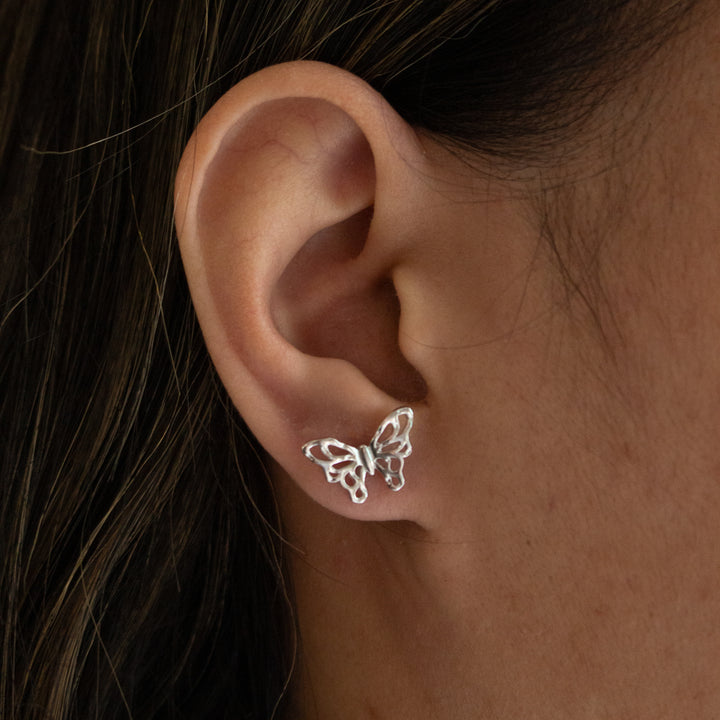 Graziella Sterling Silver Butterfly Stud Earrings.