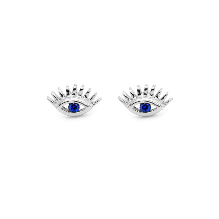 Graziella Sterling Sillver C.Z Evil Eye Stud Earrings.