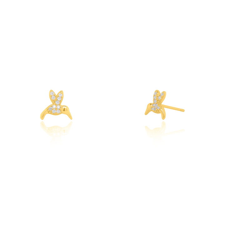 Graziella Sterling Silver Cubic Zirconia Hummingbird Stud Earrings