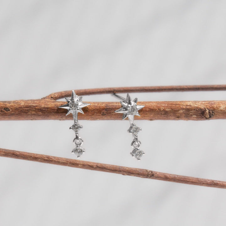 Graziella Sterling Silver C.Z Starburst Stud Earrings.