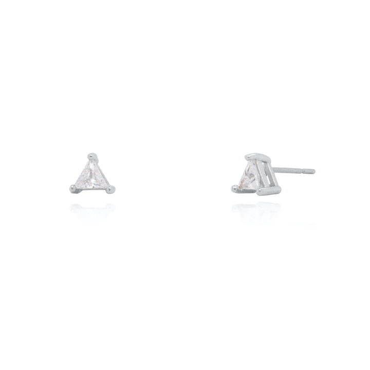 Graziella Sterling Silver C.Z Triangle Stud Earrings.
