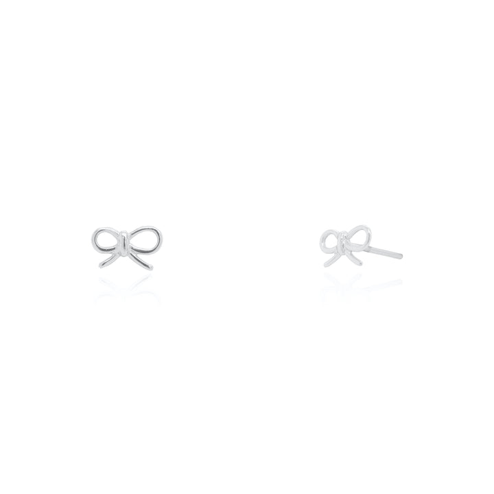 Graziella Sterling Silver Dainty Bow Stud Earrings