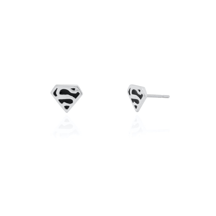 Sterling Silver C.Z Superman Stud Earrings.