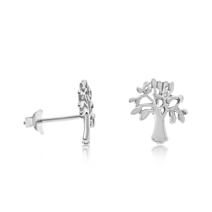 Graziella Sterling Silver Tree Of Life Branches Stud Earrings