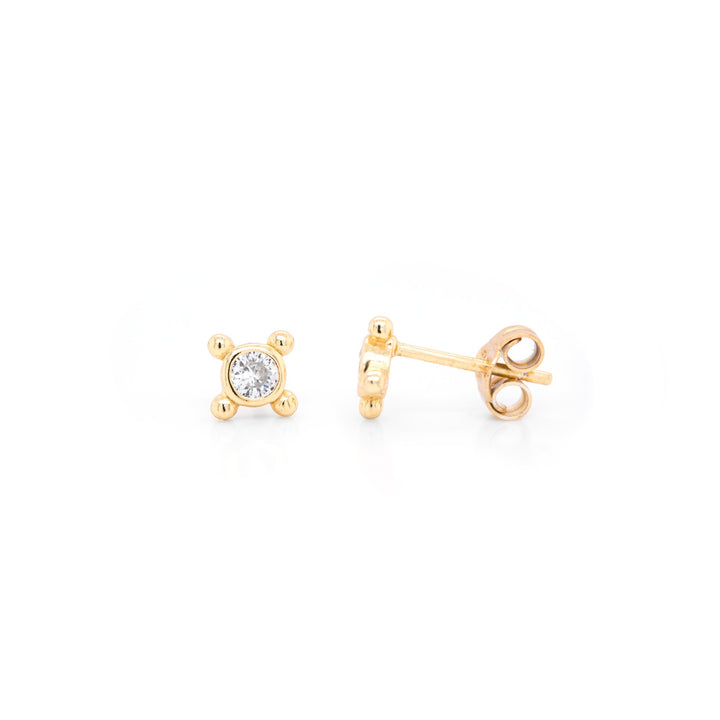 Graziella Sterling Silver Gold Vermeil Cubic Zirconia Stud Earrings