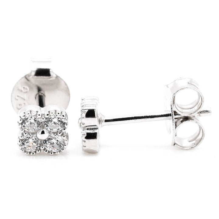 Graziella Sterling Silver C.Z Flower Earrings.