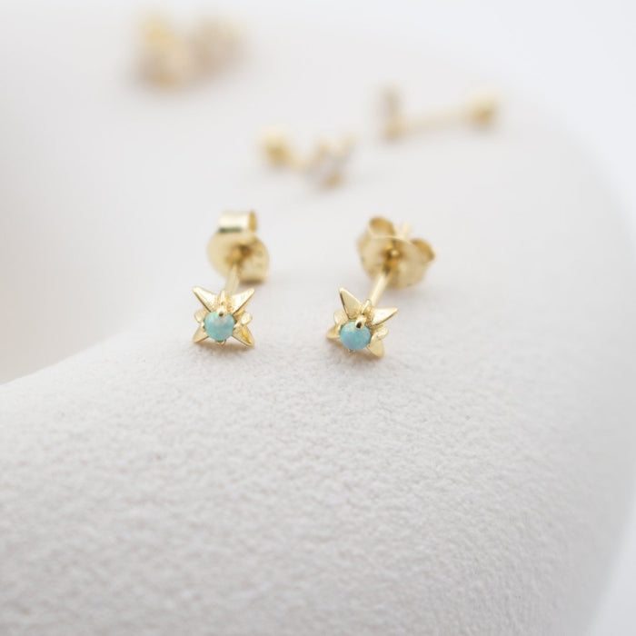 Graziella terling Silver Gold Vermeil Mini Starburst Opal Stud Earrings.