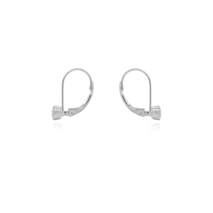 Graziella Sterling Silver 5mm CZ Leverback Earrings.