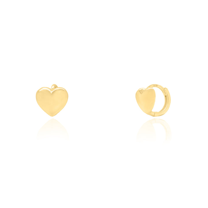 Graziella Sterling Silver Gold Vermeil Puffy Heart Huggies Earrings.