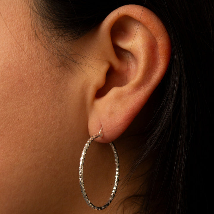 Sterling Silver 30MM Twisted Hoop Earrings.