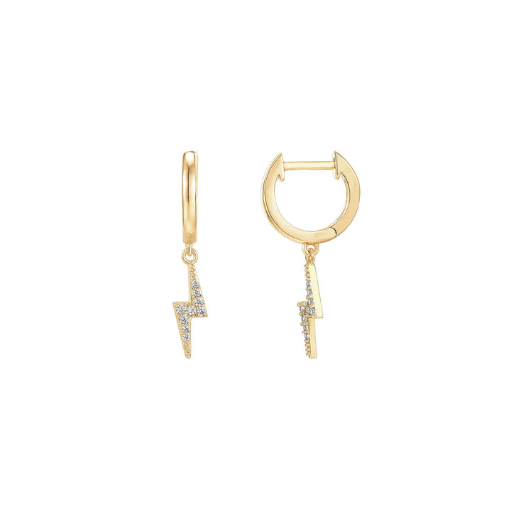 Graziella Sterling Silver Gold Vermeil CZ Dangling Lightning Bolt Hugg