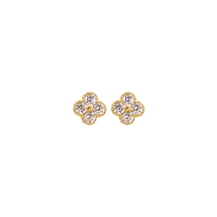 Graziella Sterling Silver Gold Vermeil CZ Flower Stud Earrings

Size