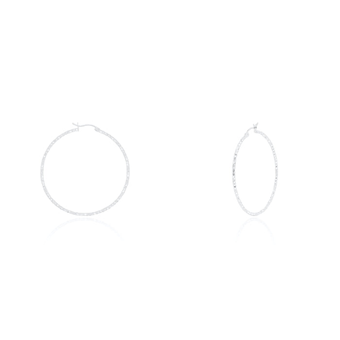 Sterling Silver 50MM Twisted Hoop Earrings.