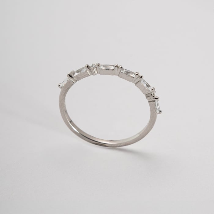 Graziella Sterling Silver Cz Morse Code MAMA Ring.