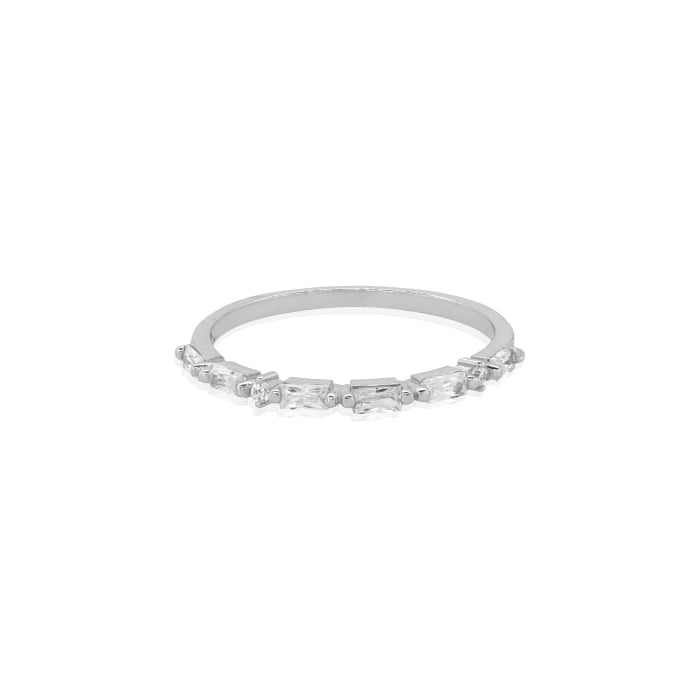 Graziella Sterling Silver Cz Morse Code MAMA Ring.