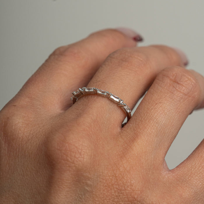 Graziella Sterling Silver Cz Morse Code MAMA Ring.