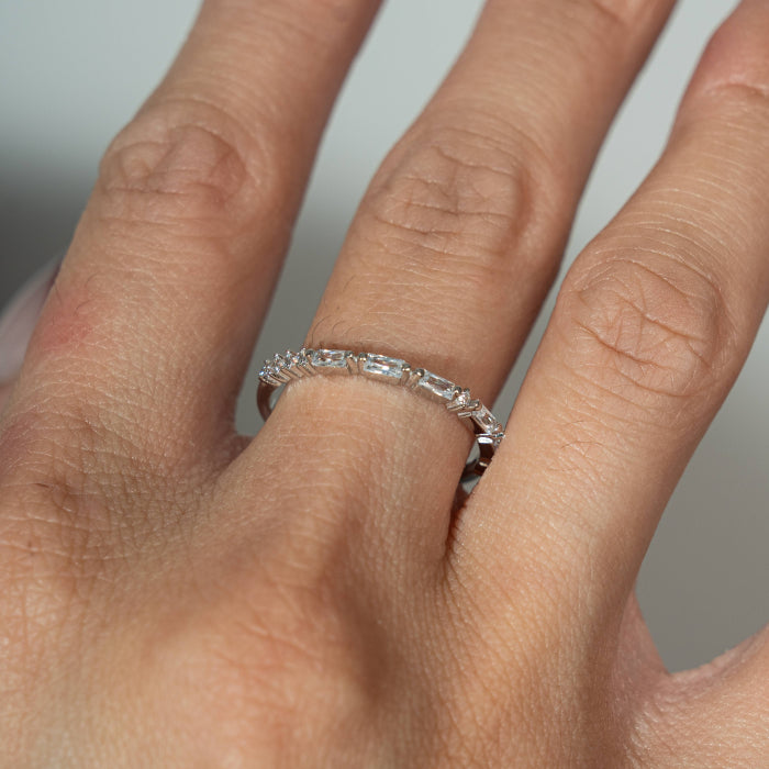 Graziella Sterling Silver Cz Morse Code HOPE Ring.