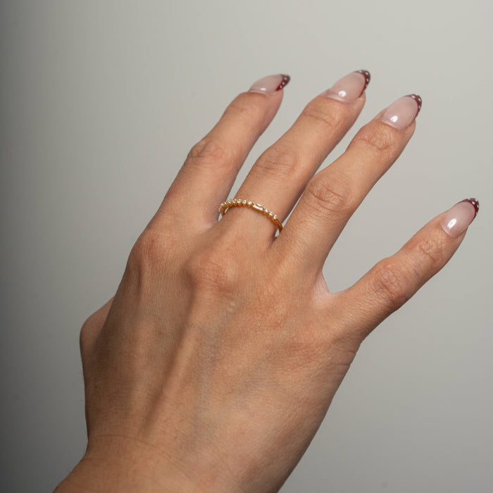 Graziella Sterling Silver Gold Vermeil Cz Morse Code BESTIE Ring.