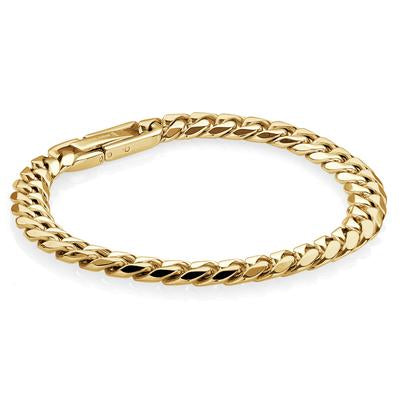 Italgem Steel 8" 7.7MM Yellow Tone Curb Bracelet.