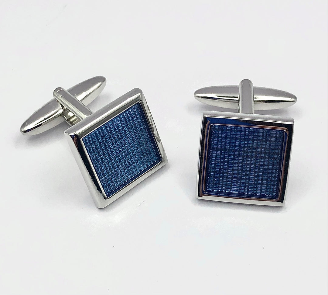 Weber Stainless steel Blue Enamel Cuff Links.