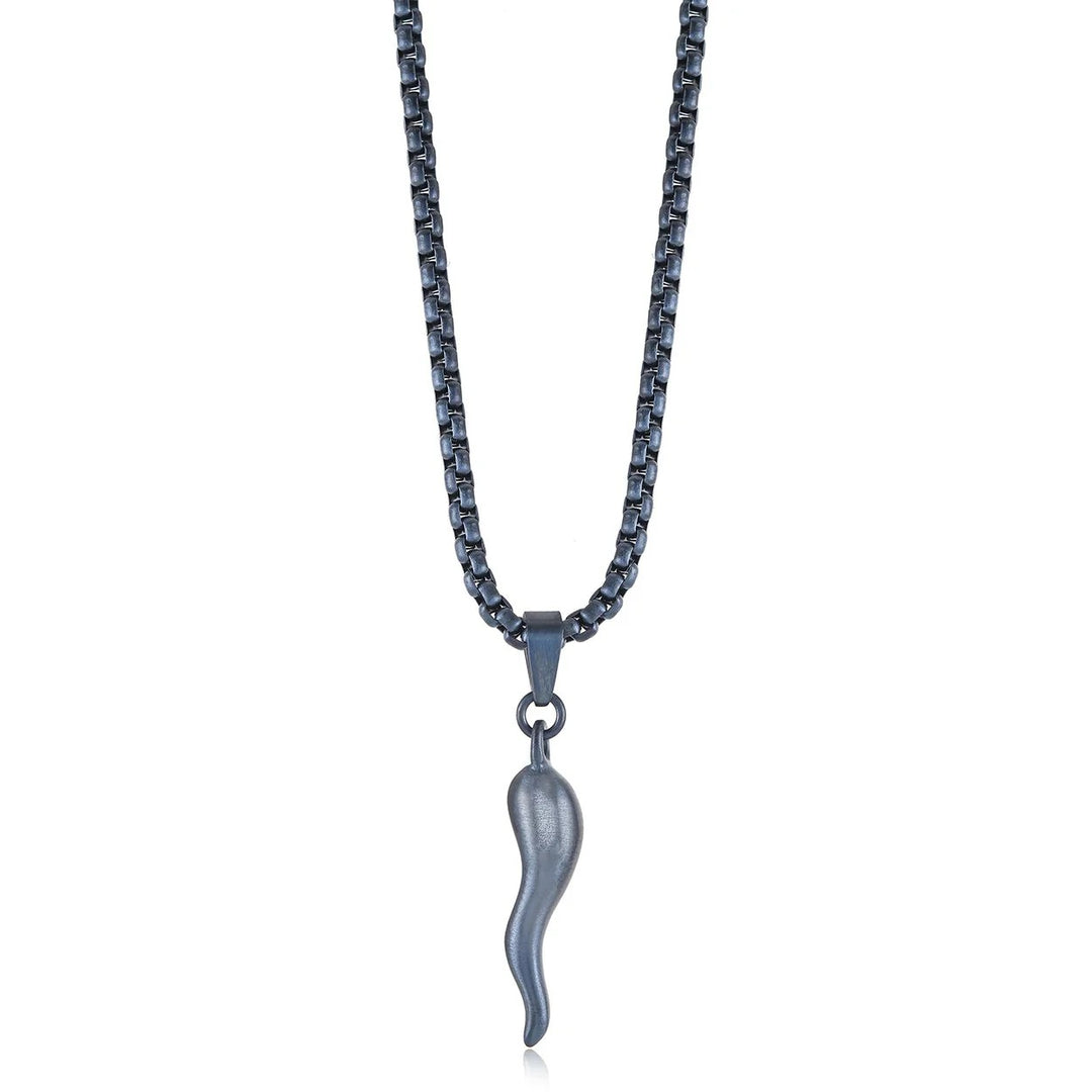 Italgem Steel 22" Blue IP Cornetto Necklace