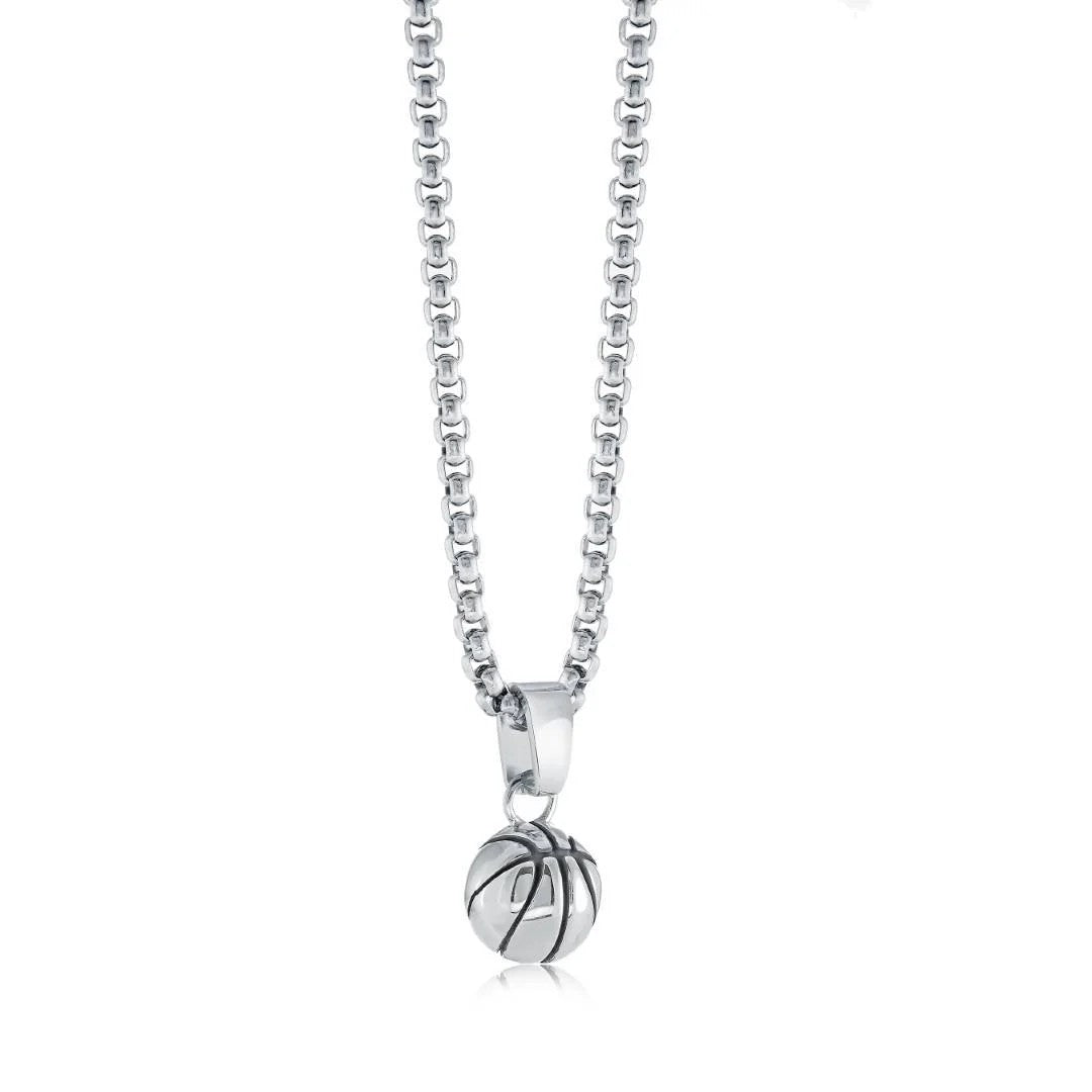 Italgem Steel 22" Black IP Basketball Necklace.