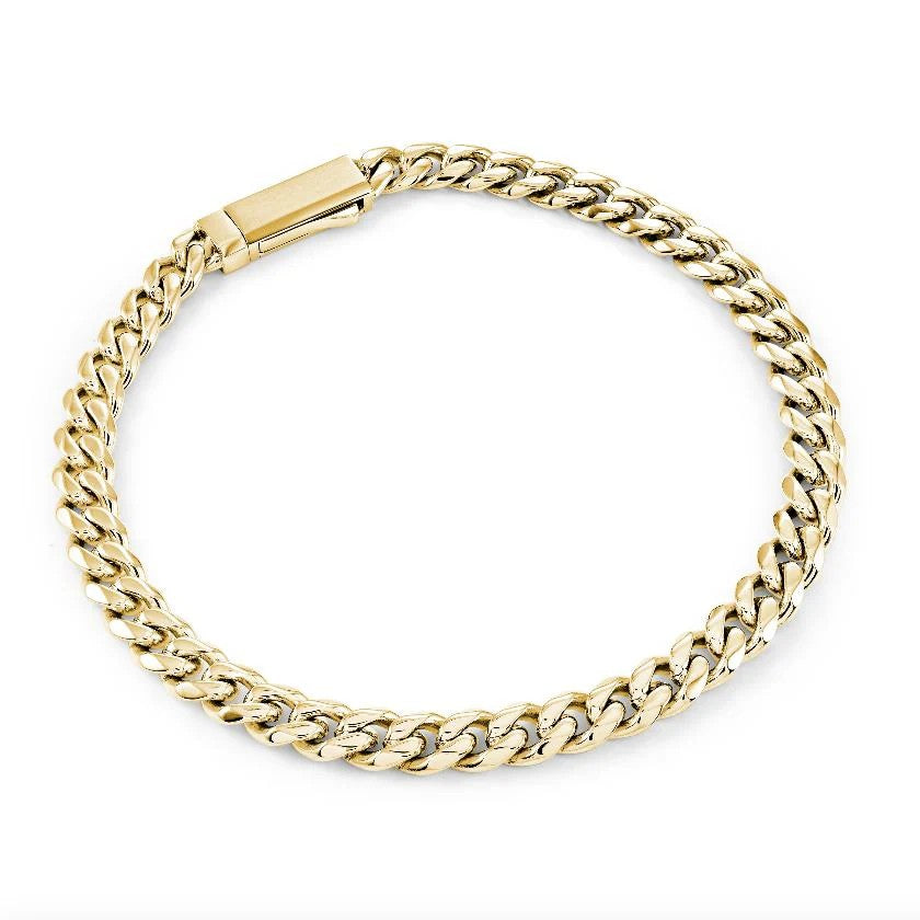 Italgem steel Gold Ip 8" 6mm Key Clasp Curb Link Bracelet.