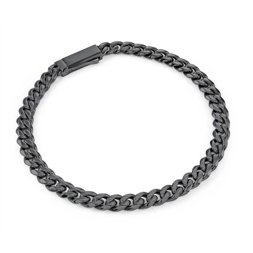 Italgem Steel Black IP 8" 7.7mm Key Clasp Curb Link Bracelet