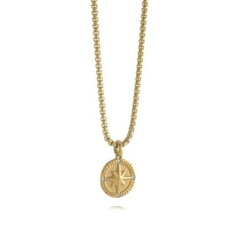 Italgem Steel Junior Essentials Gold IP 20" North Star Necklace.